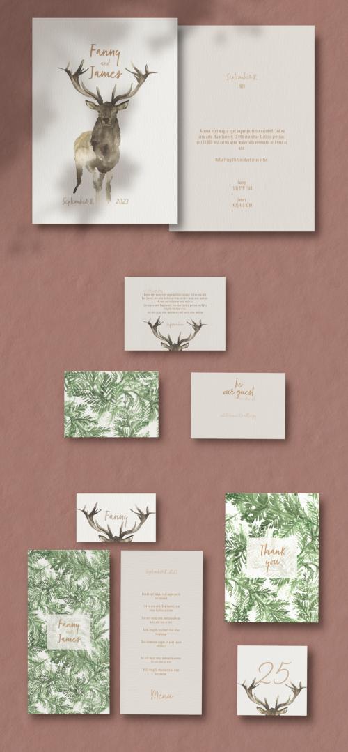 Wedding Stationary Deer Christmas - 461103471