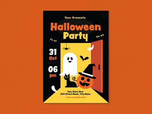 Retro Halloween Party Flyer - 461120548