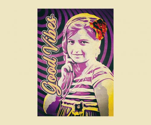 Pop Art Little Girl Vintage Poster Layout - 461120571