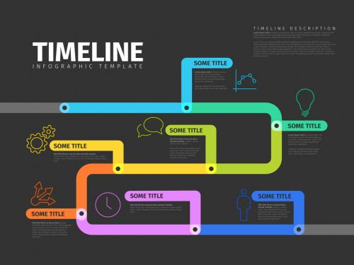 Dark Infographic Curved Timeline Layout - 461120645