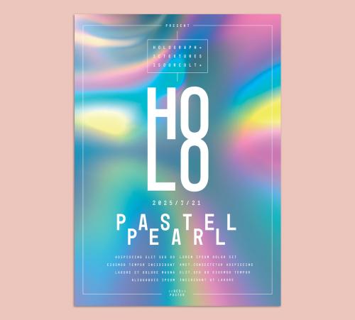 Trendy Holographic Foil Colorful Abstract Poster Layout - 461120741