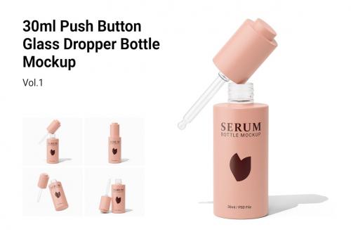 30ml Push Button Glass Dropper Bottle Mockup Vol.1