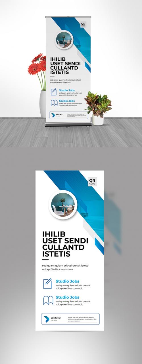 Rollup Banner Layout with Blue Accents - 461120959