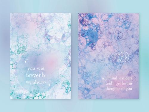 Printable Love Quote Poster Layout with Aesthetic Bubble Art - 461121926