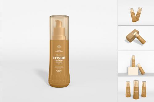 Cosmetic Cream Pump Bottle Packaging Mockup Set