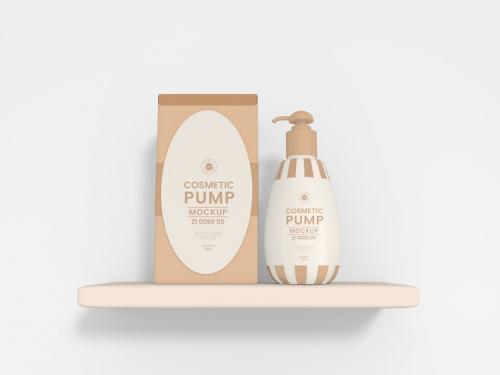 Glossy Cosmetic Pump Bottle Branding Mockup Set