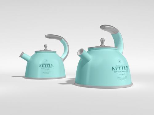Metal Tea Kettle Branding Mockup Set
