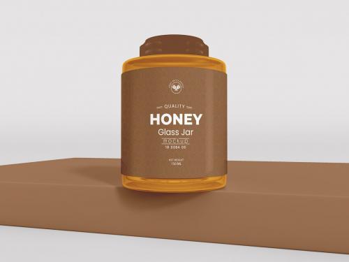 Glass Honey Jar Branding Mockup Set