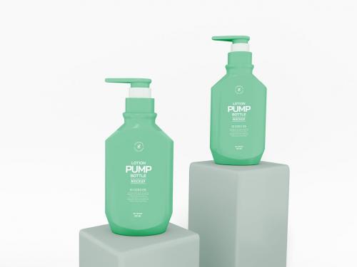 Body Lotion Pump Bottle Packaging Mockup Set