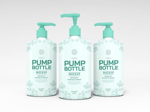 Cosmetic Pump Bottle Packaging Mockup Set