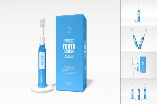 Electric Toothbrush Branding Mockup Set