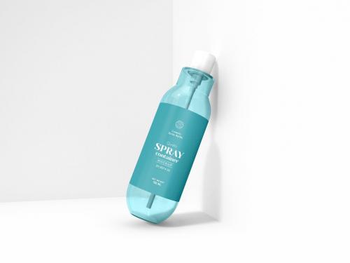Glossy Cosmetic Spray Bottle Branding Mockup Set