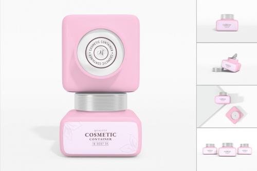 Glossy Cosmetic Cream Container Packaging Mockups