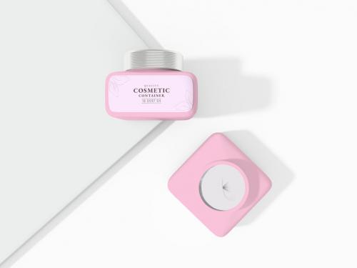 Glossy Cosmetic Cream Container Packaging Mockups