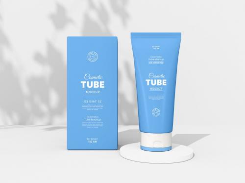 Glossy Plastic Cosmetic Tube Packaging Mockup Set