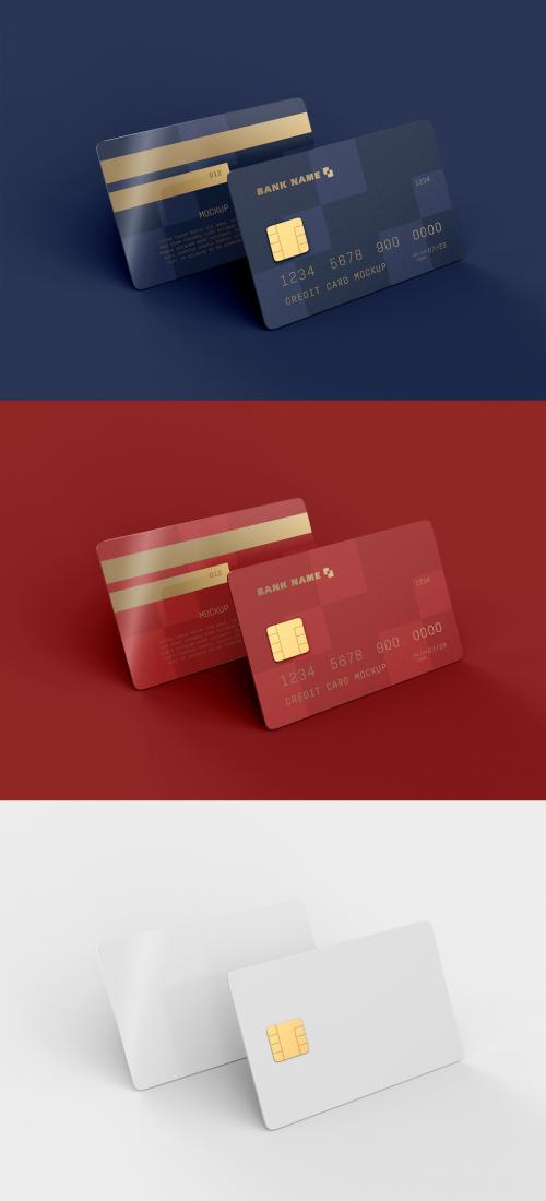 Front and Back View of Two Credit Cards Mockup - 461123847