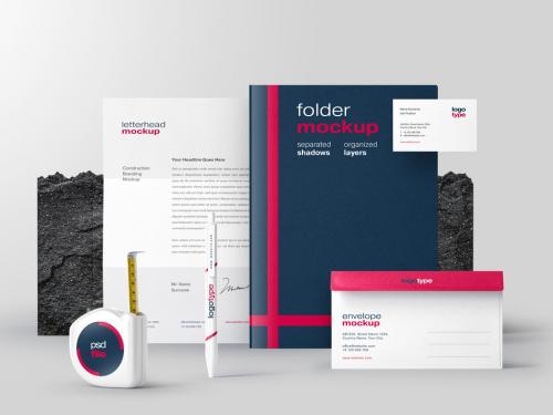 Construction and Architecture Branding Stationery Mockup - 461124278