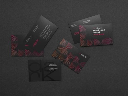 Dark Stationery Branding Mockup with Business Card - 461126555
