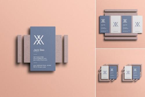 Vertical Business Card Branding Mockup Set