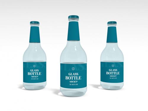 Round Glass Bottle Branding Mockup Set