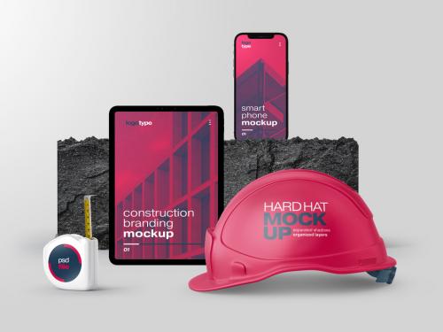 Construction and Architecture Branding Stationery Mockup with Tablet and Phone - 461127283