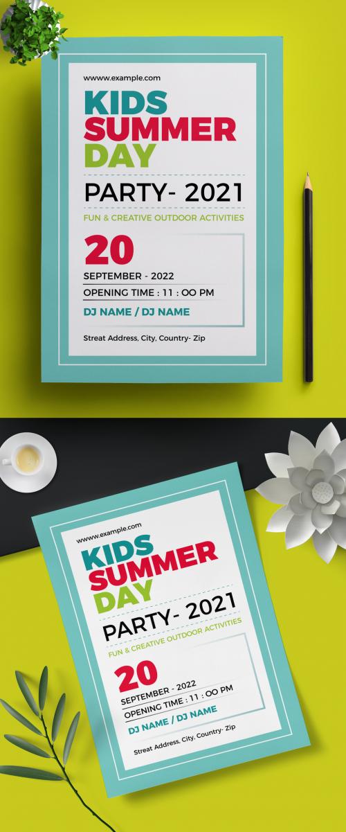Kids Summer Party Flyer Template - 461127751