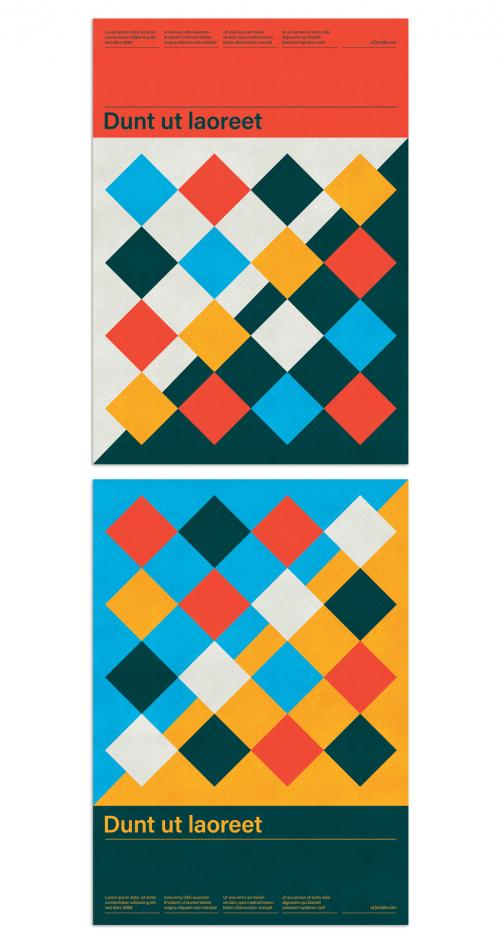 Geometric Minimal Design Poster Layout with Swiss Pattern Background - 461333184