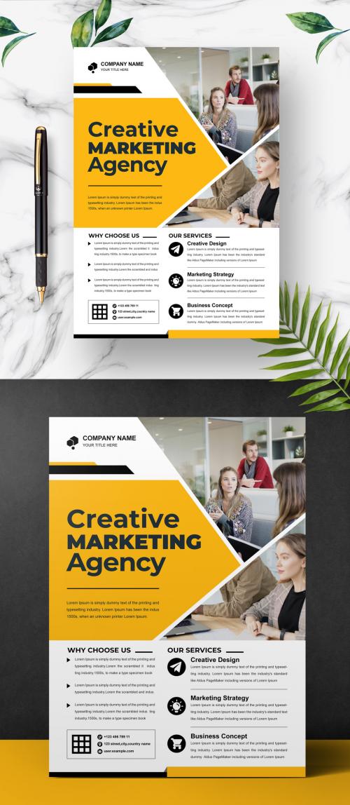 Creative Marketing Agency Yellow Corporate Flyer Layout Design - 461334109
