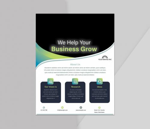 Flyer with Blue and Green Gradients Accents - 461340679
