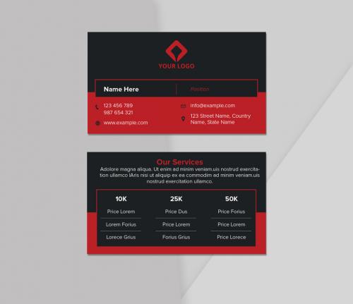 Business Card with Red and Black Accents - 461340686