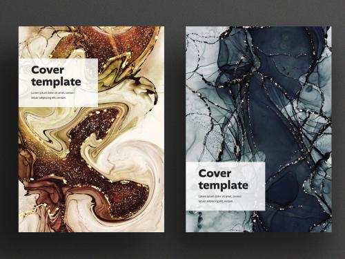 Book Cover Layouts with Abstract Art Backgrounds - 461348169