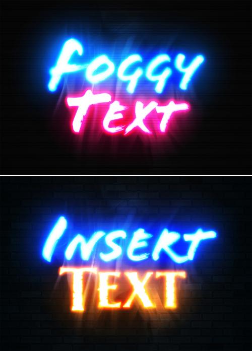 Neon Sign Text Mockup with Glowing Foggy Effect - 461350571