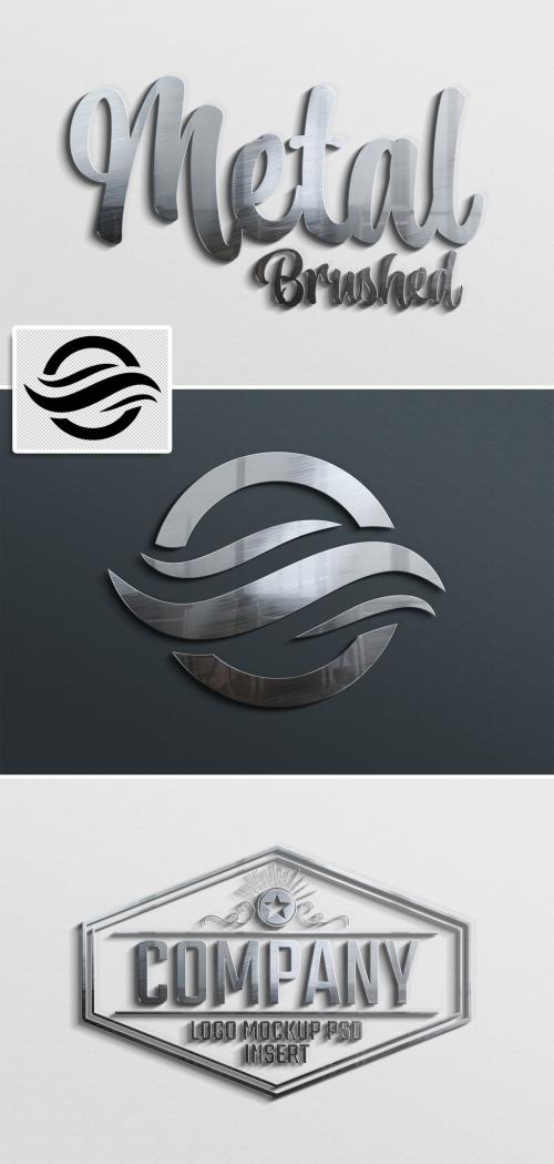 3D Metal Brushed Text Effect Mockup with Shadows - 461350594