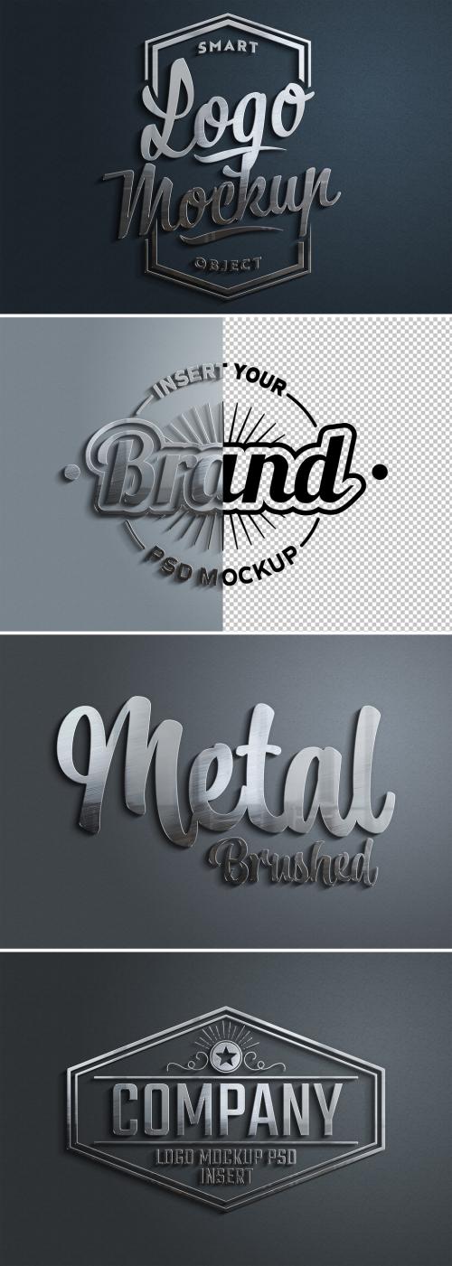 3D Metal Brushed Logo Mockup with Shadows - 461350652