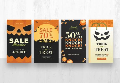 Halloween Social Media Banner Stories for Retail Sale Promotions - 461500658
