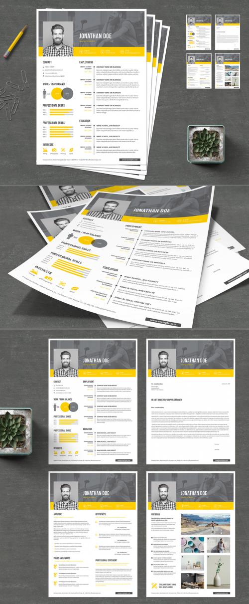 Resume CV Portfolio Layout with Yellow Accents - 461516070