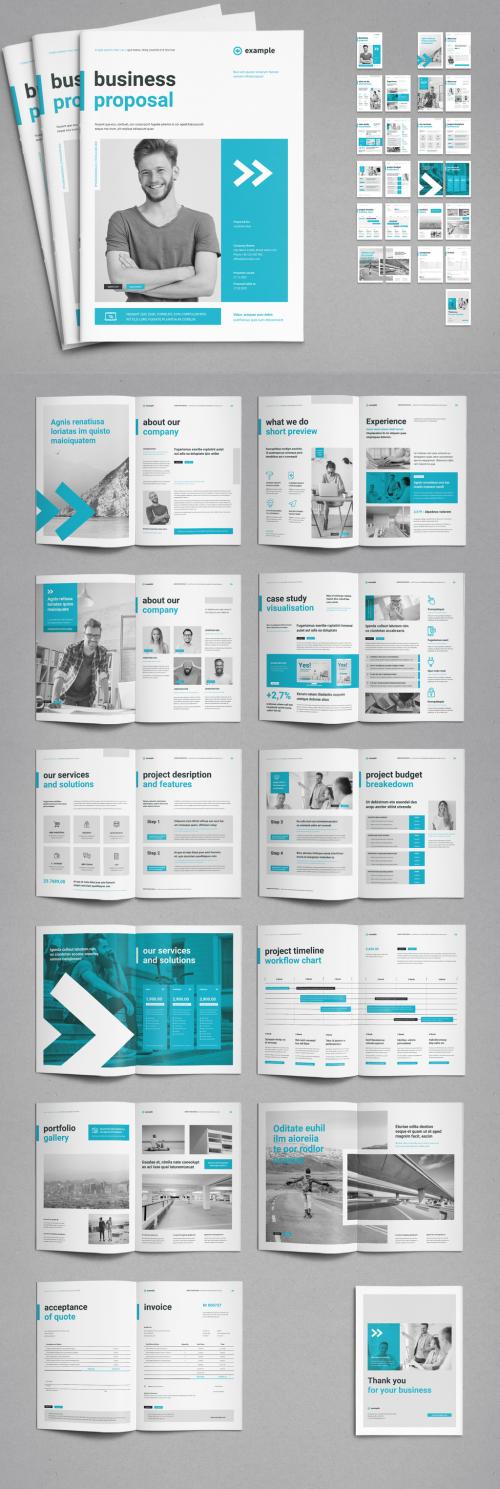 Business Offer Proposal Layout with Blue Elements - 461516823