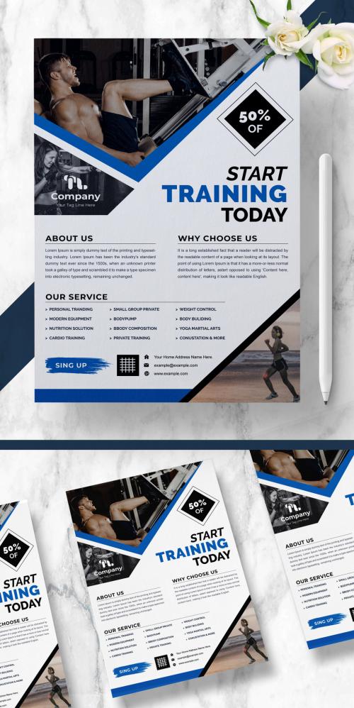 Fitness Flyer Gym Temlate Poster Layout - 461520275