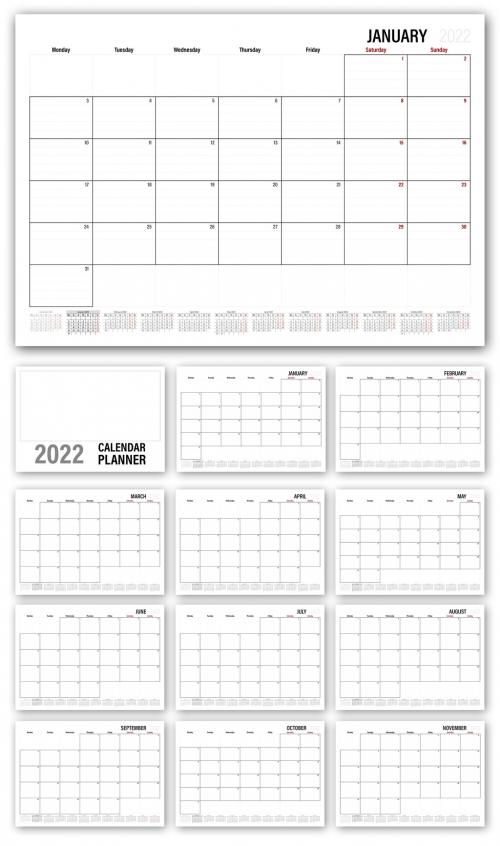 2022 Lined A3 Monthly Planner - 461579194