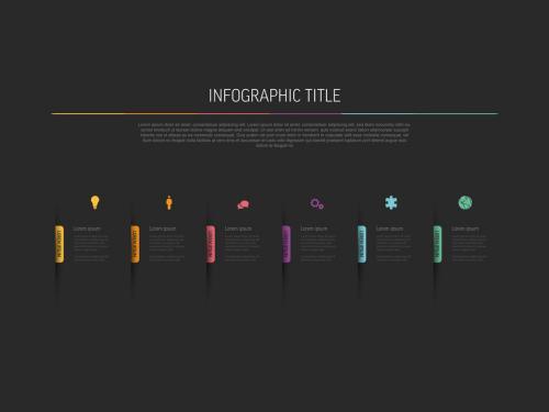 Dark Six Elements Infographic with Color Bookmarks - 461595802