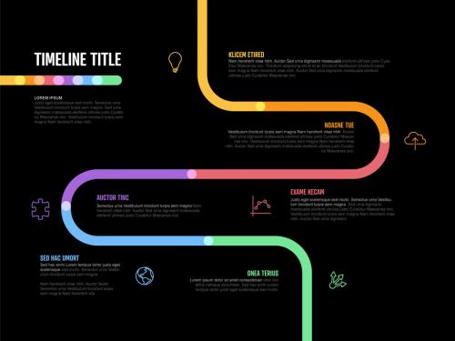 Infographic Dark Company Milestones Curved Thick Line Timeline Layout - 461595809