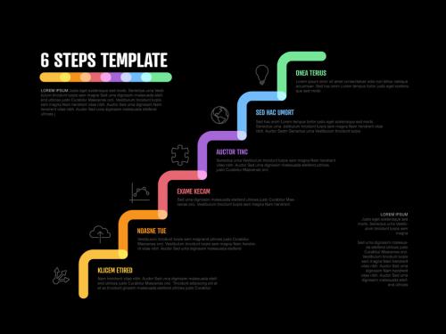 Thick Line Dark Infographic Stairs Steps Diagram Template - 461595818