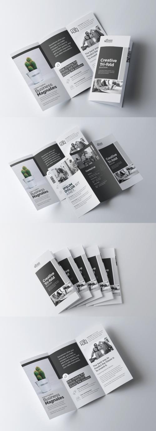 Minimal Tri Fold Brochure with and Black White Accents - 461722570