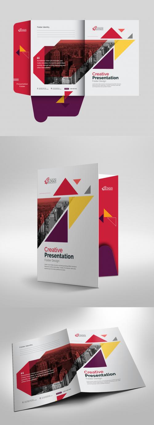 Creative Presentation Folder Layout with Colorful Accents - 461722571