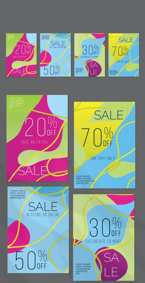Flyer Layout with Bright Gradient Spots and Stripes - 462310113