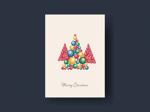 3 Colorful Circles Christmas Tree Card Layout - 462310136