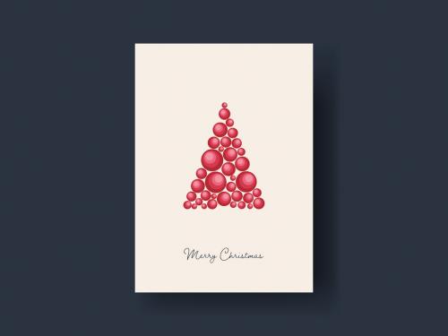 Red Circles Christmas Tree Card Layout - 462310156