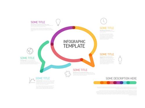 Modern Infographic Report Layout with Speech Bubble Made from Lines - 462310181