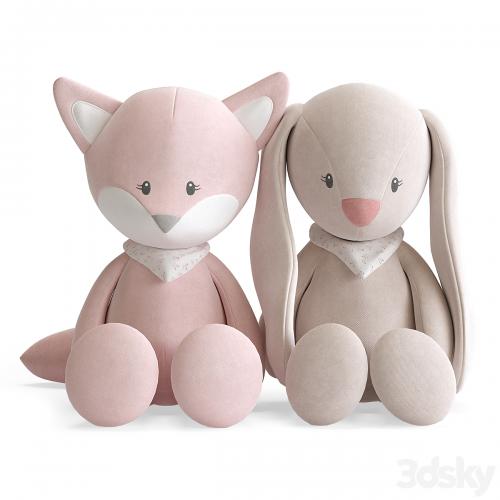 Fox Alice and Rabbit Pomme by Nattou. Cuddly toys