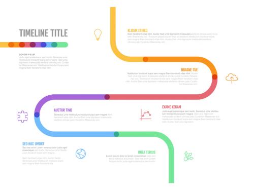 Infographic Company Milestones Curved Thick Line Timeline Layout - 462310225
